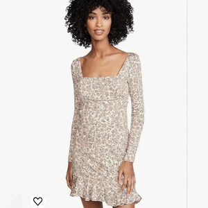 Free People Boheme Mini Dress Ivory Combo, Off White Floral Dress